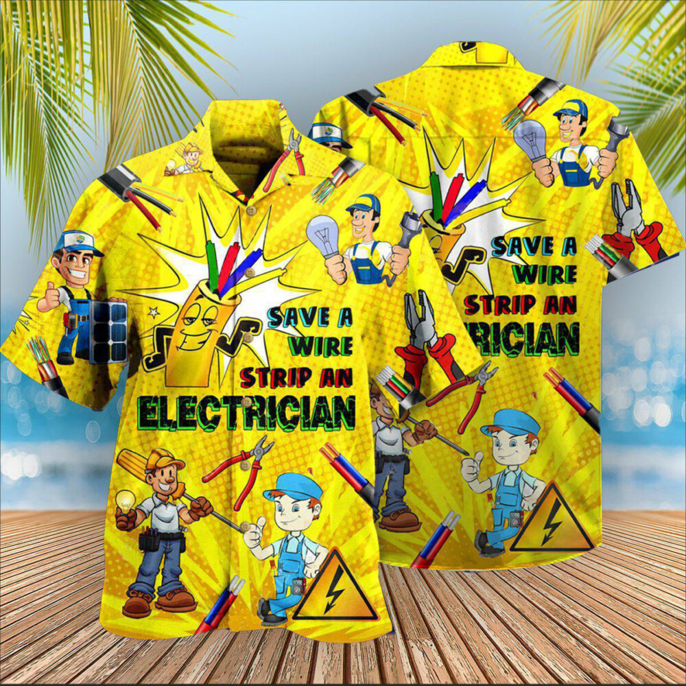 Electrician Save A Wire Stip An Electrician - Hawaiian Shirt - Owl Ohh - Owl Ohh