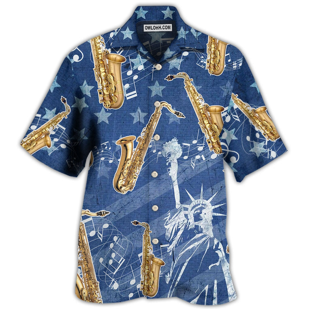 Saxophone Music America Independence Day - Hawaiian Shirt - Owl Ohh - Owl Ohh
