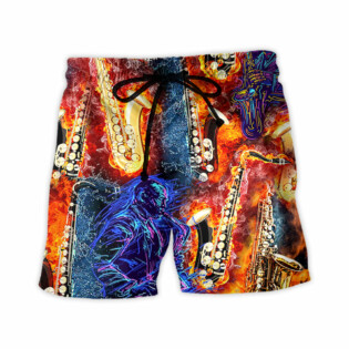 Saxophone Love Life Style - Beach Short - Owl Ohh - Owl Ohh