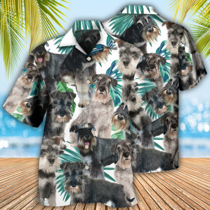 Schnauzer Dog Tropical Leaf Cool - Hawaiian Shirt - Owl Ohh - Owl Ohh