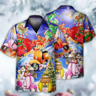 Scooter Chill With Your Scooters By Greece Beach Christmas With Purple - Hawaiian Shirt - Owl Ohh - Owl Ohh