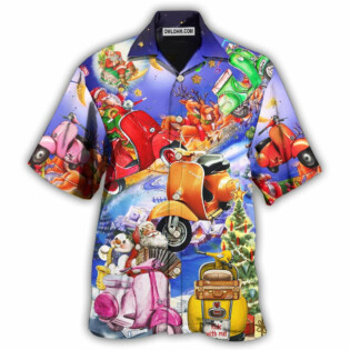 Scooter Chill With Your Scooters By Greece Beach Christmas With Purple - Hawaiian Shirt - Owl Ohh - Owl Ohh