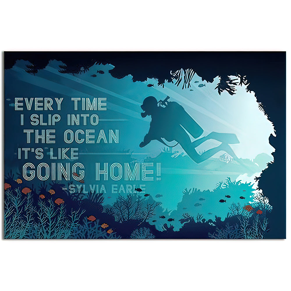 Scuba Diving It's Like Going Home - Horizontal Poster - Owl Ohh - Owl Ohh