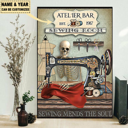 Sewing Room Skeleton Personalized - Vertical Poster - Owl Ohh - Owl Ohh