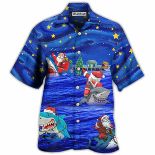 Shark Funny With Santa Amazing Xmas Night Star - Hawaiian Shirt - Owl Ohh - Owl Ohh