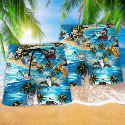 Shark Amazing Pirate Beach Bar - Beach Short - Owl Ohh - Owl Ohh