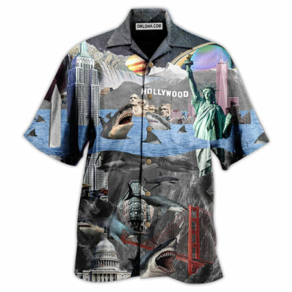 Shark In America Hollywood - Hawaiian Shirt - Owl Ohh - Owl Ohh
