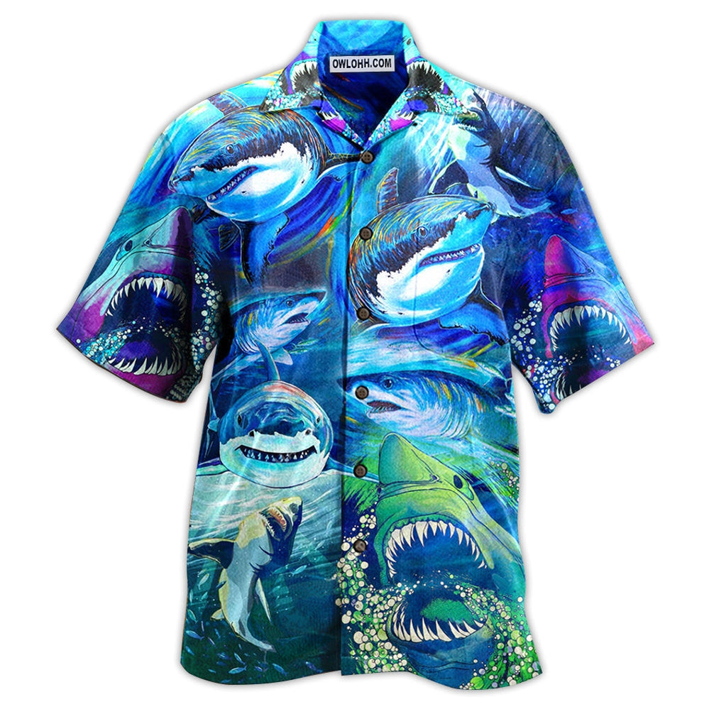 Shark Be A Shark Blue Ocean - Hawaiian Shirt - Owl Ohh - Owl Ohh
