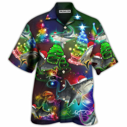 Shark Christmas Tree Shark - Hawaiian Shirt - Owl Ohh - Owl Ohh