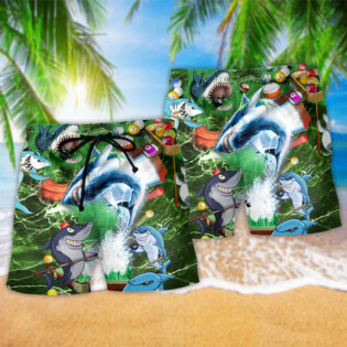 Shark It Takes Lots Of Balls To Play Pool Billiard - Beach Short - Owl Ohh - Owl Ohh