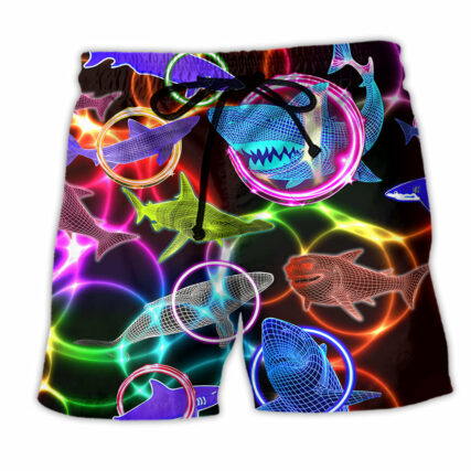 Shark Loves Circle Neon Stunning - Beach Short - Owl Ohh - Owl Ohh