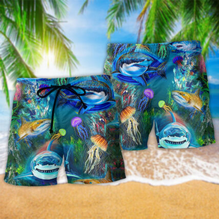Shark Over Sea Awesome Life - Beach Short - Owl Ohh - Owl Ohh