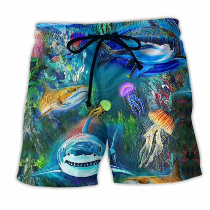 Shark Over Sea Awesome Life - Beach Short - Owl Ohh - Owl Ohh