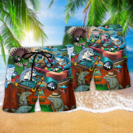 Shark Pool Play Billiards - Beach Short - Owl Ohh - Owl Ohh