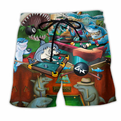 Shark Pool Play Billiards - Beach Short - Owl Ohh - Owl Ohh