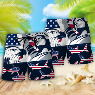 Shark America Independence Day - Beach Short - Owl Ohh - Owl Ohh