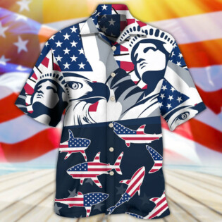 Shark America Independence Day - Hawaiian Shirt - Owl Ohh - Owl Ohh