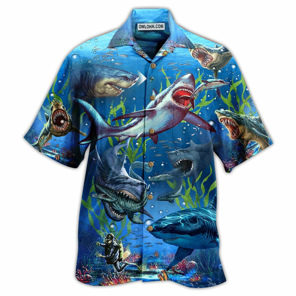 Shark What If Megalodon Was Alive - Hawaiian Shirt - Owl Ohh - Owl Ohh