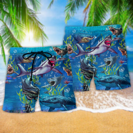 Shark What If Megalodon Was Alive Blue Ocean - Beach Short - Owl Ohh - Owl Ohh