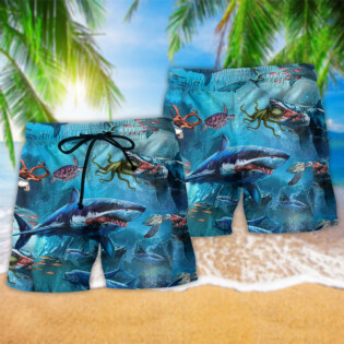 Shark Assassin Style Blue - Beach Short - Owl Ohh - Owl Ohh