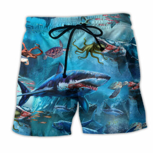Shark Assassin Style Blue - Beach Short - Owl Ohh - Owl Ohh