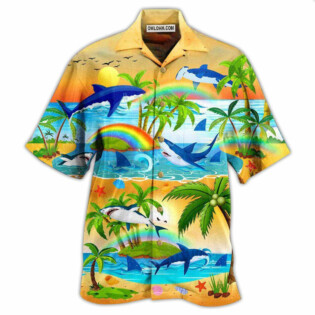 Shark Bright Rainbow And Sharks - Hawaiian Shirt - Owl Ohh - Owl Ohh