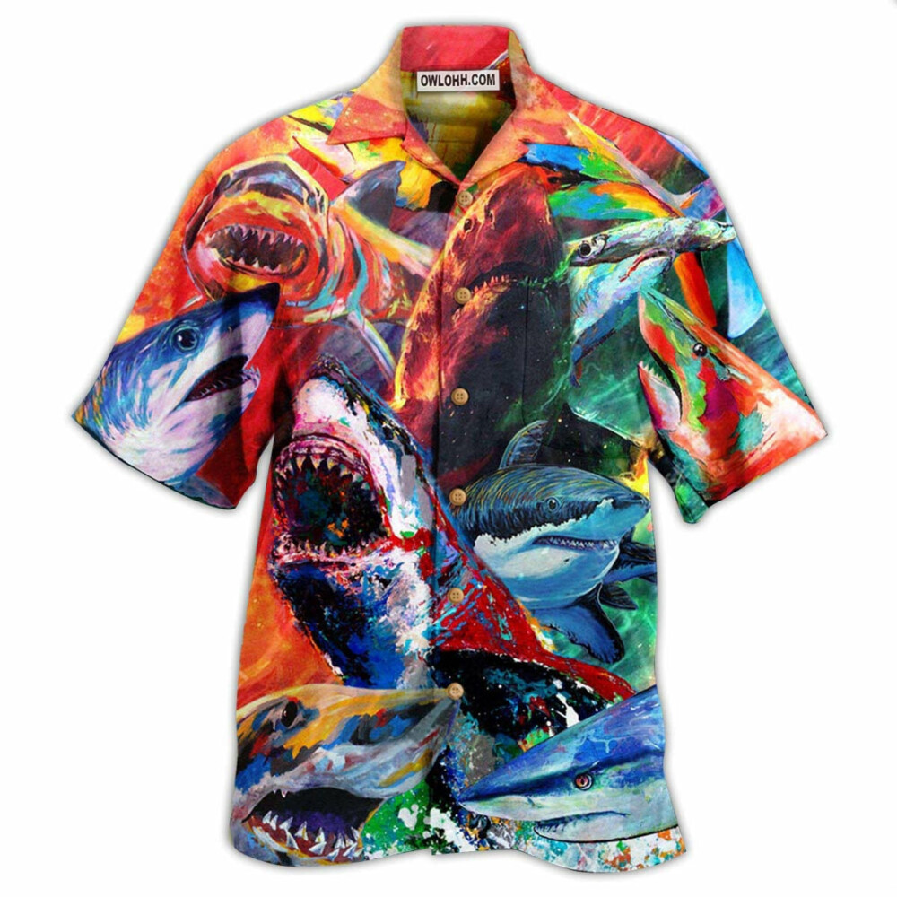 Shark Colorful Just Wanna Have Fun - Hawaiian Shirt - Owl Ohh - Owl Ohh