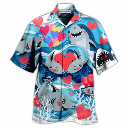 Shark Couple Love Style - Hawaiian Shirt - Owl Ohh - Owl Ohh