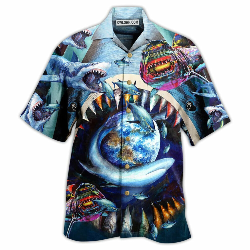 Shark Love Earth - Hawaiian Shirt - Owl Ohh - Owl Ohh