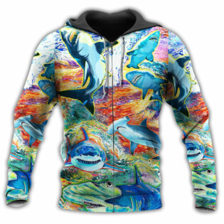 Shark Painting Colorful Style - Hoodie - Owl Ohh - Owl Ohh