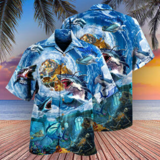 Shark Treasure Blue Ocean - Hawaiian Shirt - Owl Ohh - Owl Ohh