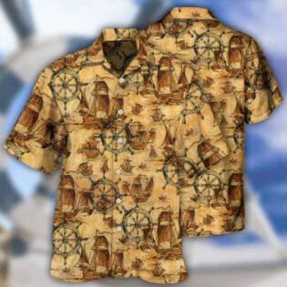 Ship Wheel Sea Vintage Style - Hawaiian Shirt - Owl Ohh - Owl Ohh