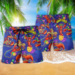 Shrimp Mardi Gras Love Animals - Beach Short - Owl Ohh - Owl Ohh