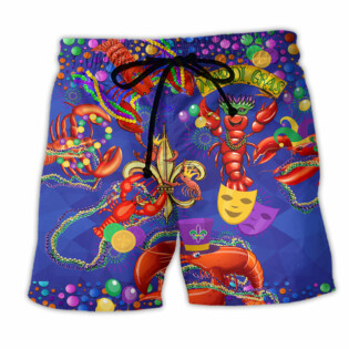 Shrimp Mardi Gras Love Animals - Beach Short - Owl Ohh - Owl Ohh