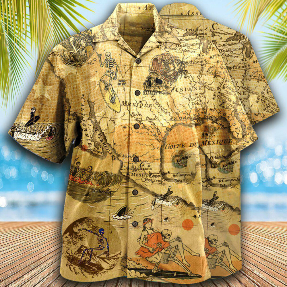 Surfing Skeleton Vintage - Hawaiian Shirt - Owl Ohh - Owl Ohh