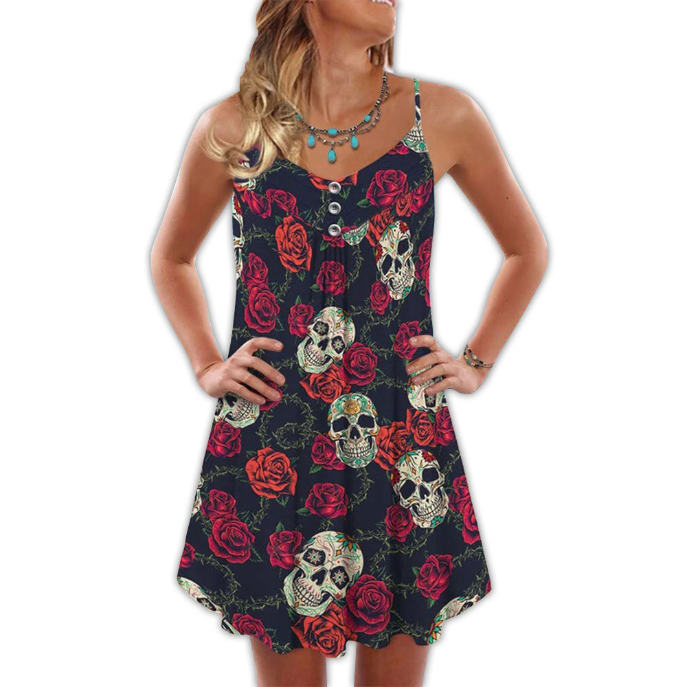 Sugar Skull Rose Tropical Skull Pattern - Summer Dress - Owl Ohh - Owl Ohh