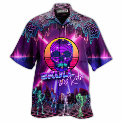 Skull 80s Retro - Hawaiian Shirt - Owl Ohh - Owl Ohh