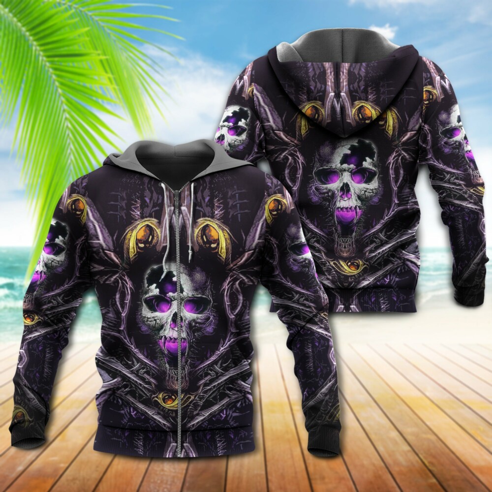 Skull Amazing Purple And Yellow - Hoodie - Owl Ohh - Owl Ohh