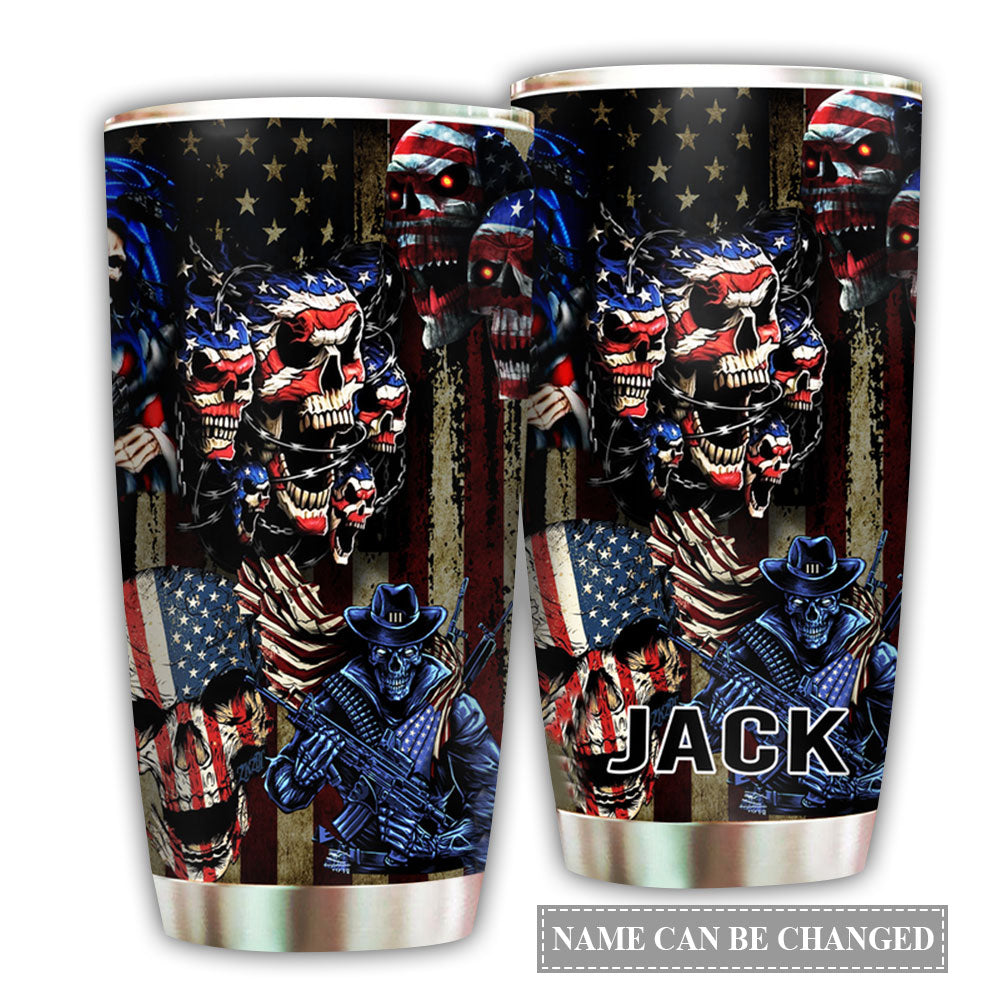America Skull Personalized - Tumbler - Owl Ohh - Owl Ohh