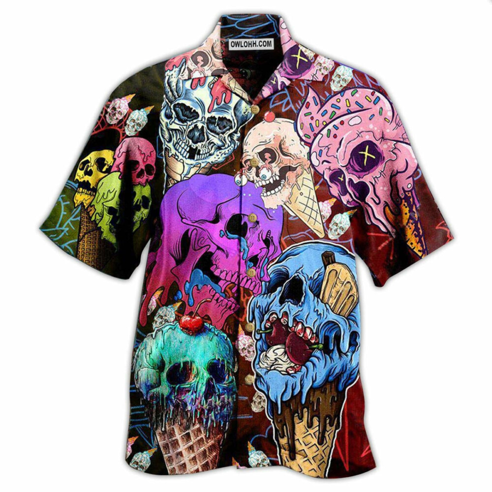 Skull And Ice Cream - Hawaiian Shirt - Owl Ohh - Owl Ohh
