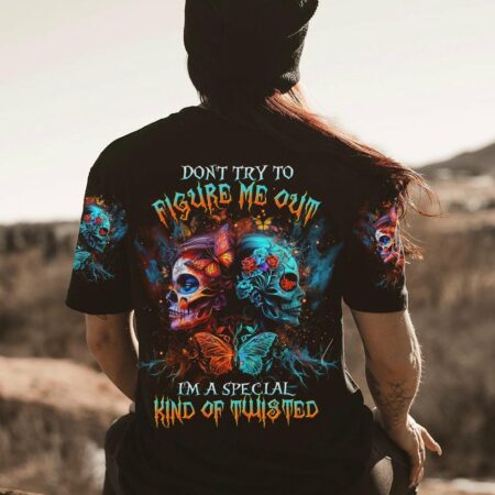 DON'T TRY TO FIGURE ME OUT TWO FACED SKULL ALL OVER PRINT - TLTR0404235