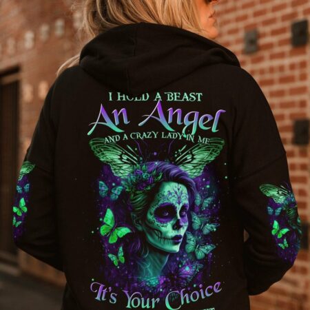 I HOLD A BEAST AN ANGEL SUGAR SKULL BUTTERFLIES ALL OVER PRINT - TLTR0304233