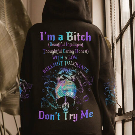 I'M A B DON'T TRY ME MERMAID MESSY BUN ALL OVER PRINT - TLNO1404231