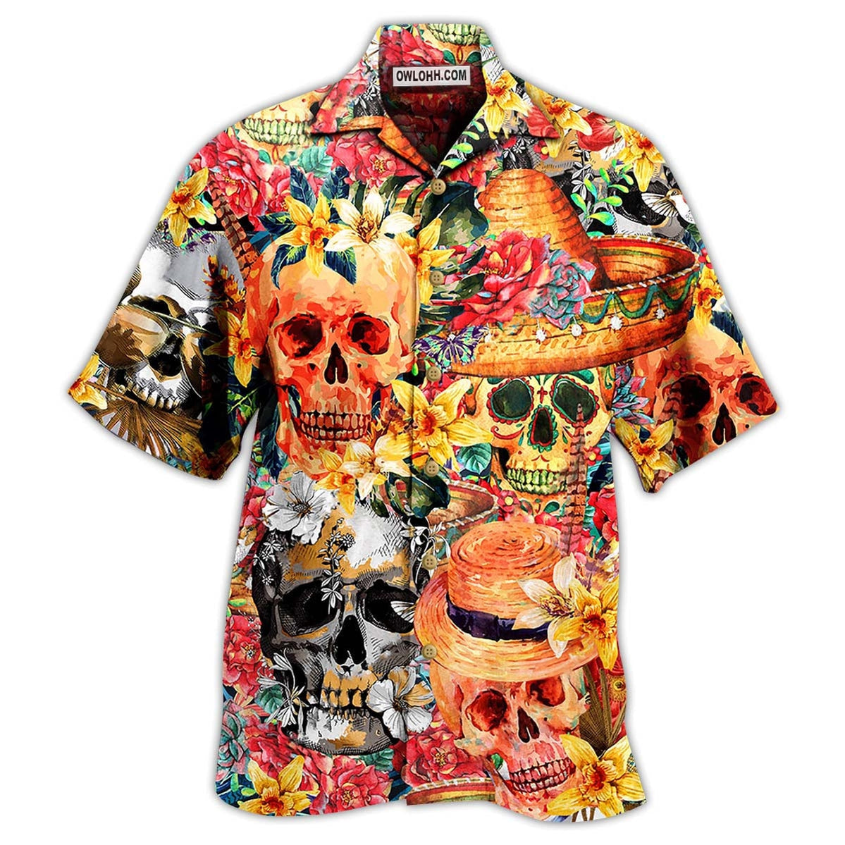 Skull Beautiful And Flowers - Hawaiian Shirt - Owl Ohh - Owl Ohh