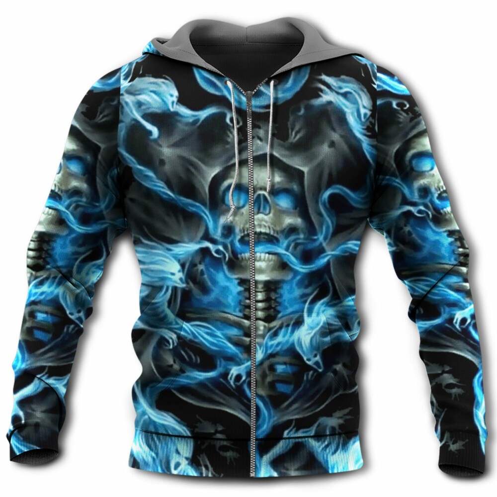 Skull Black And Blue Cool - Hoodie - Owl Ohh - Owl Ohh