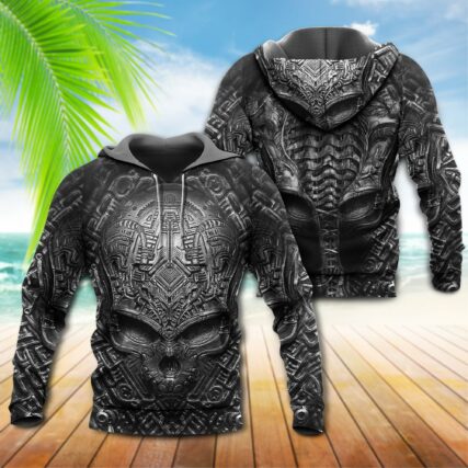 Skull Black Leather Scared Style - Hoodie - Owl Ohh - Owl Ohh