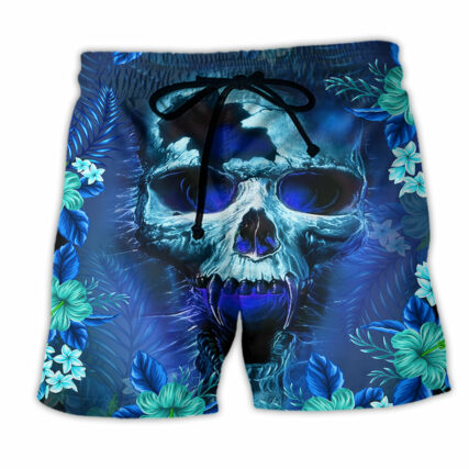 Skull Blue Hello Summer Cool - Beach Short - Owl Ohh - Owl Ohh