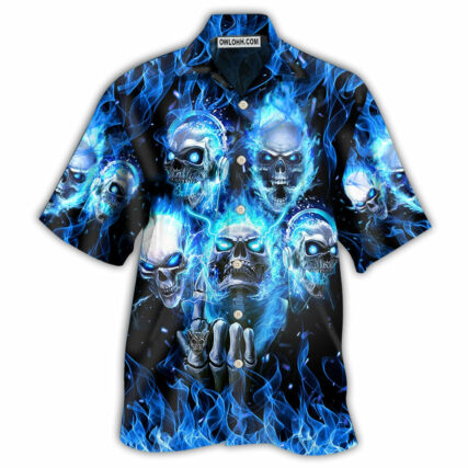 Skull Blue Skull Angry Style - Hawaiian Shirt - Owl Ohh - Owl Ohh