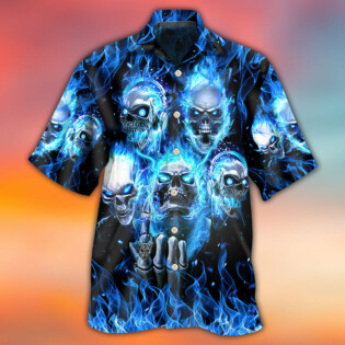 Skull Blue Skull Angry Style - Hawaiian Shirt - Owl Ohh - Owl Ohh