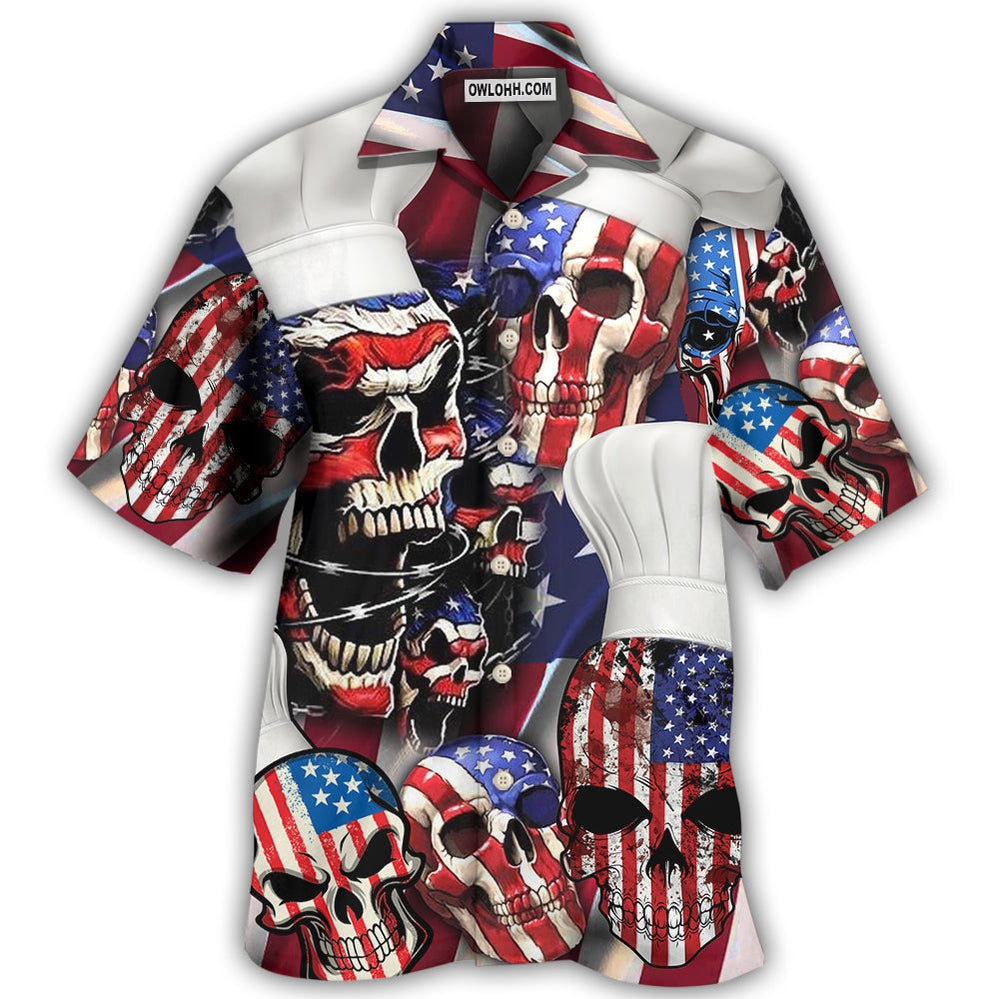 Skull Chef America Independence Day - Hawaiian Shirt - Owl Ohh - Owl Ohh